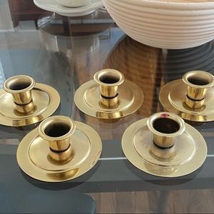 brass candlestick holders - set of 5